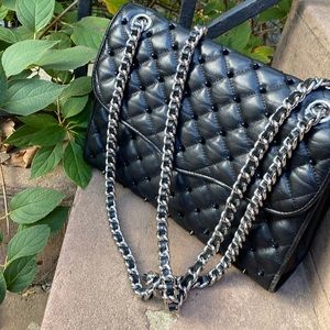 Rebecca Minkoff black quilted bag looks brand new chain strap dust bag